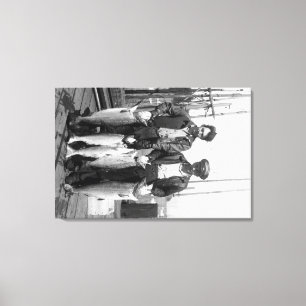 Toile Pêcheurs et saumon sur des docks, Washington