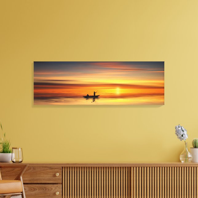 Toile Pêcheurs sur le magnifique coucher de soleil du la (Insitu(Salon))