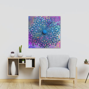 Toile Peindre Des Plaques Sur Une Fleur Mandala Embossée