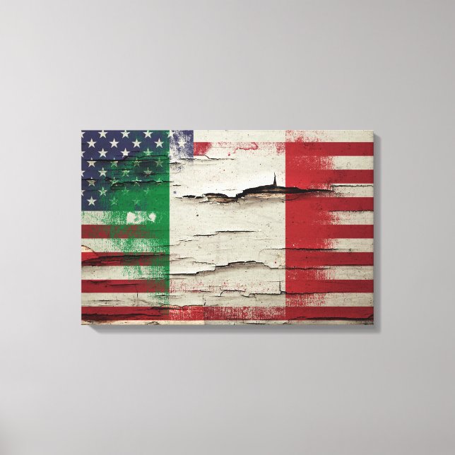 Toile Peinture à craquelures | Drapeau italien américain (Recto)