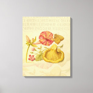 Toile Peinture à l'aquarelle des champignons papillons