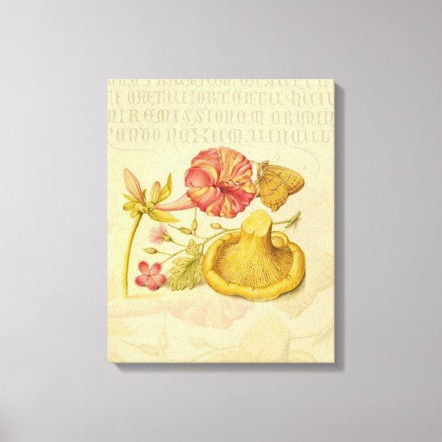 Toile Peinture à l'aquarelle des champignons papillons (Recto)