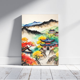 Toile Peinture à l'encre de paysage coréen