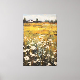 Toile Peinture à l'huile de prairie fleur sauvage sur to