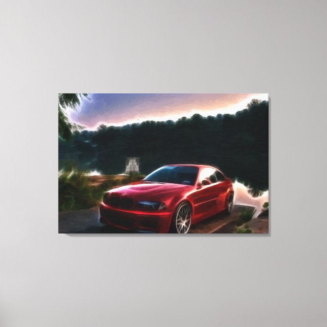 Toile Peinture à l'huile de voiture rouge chaud Imprimé  (Recto)