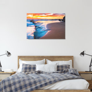 Toile Peinture à l'huile d'Océan Bleu Imprimé