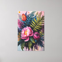 Peinture à l'huile Fleur & Feuilles
