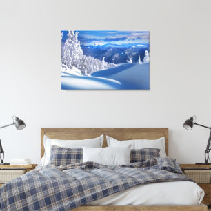 Toile Peinture à l'huile pour les monts neige