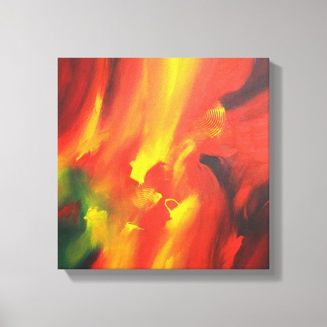 Toile Peinture Abstraite jaune rouge (Recto)