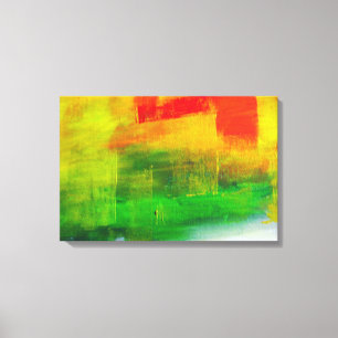 Toile Peinture Abstraite jaune rouge
