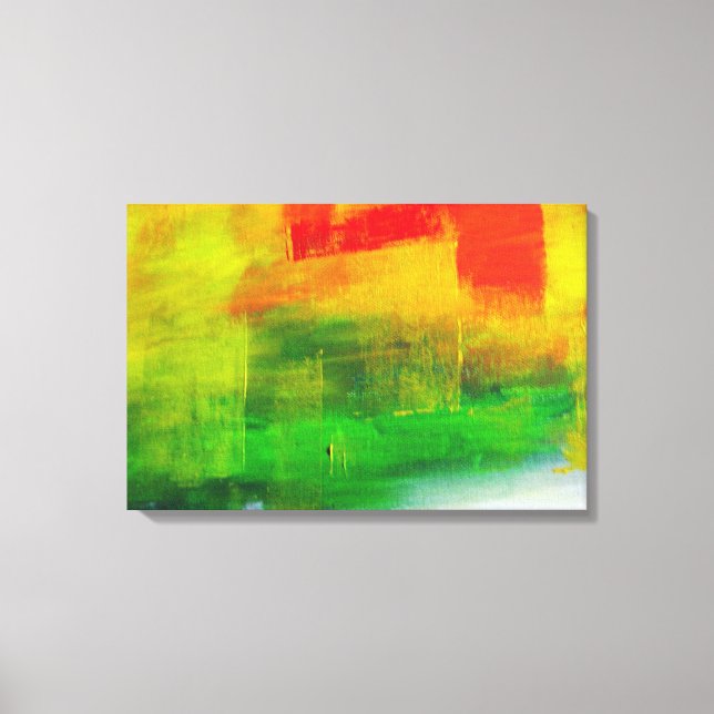 Toile Peinture Abstraite jaune rouge (Recto)