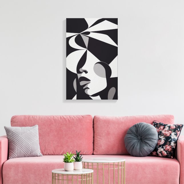 Toile Peinture Abstraite noire et blanche Femmes Classy (Insitu(Salon))