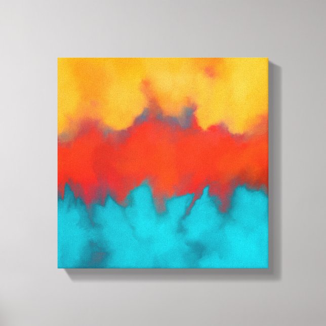 Toile peinture Abstraite, turquoise moderne, terre cuite (Recto)