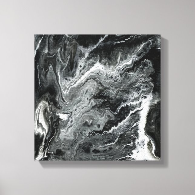 Toile Peinture acrylique noire et Marbre blanc (Recto)