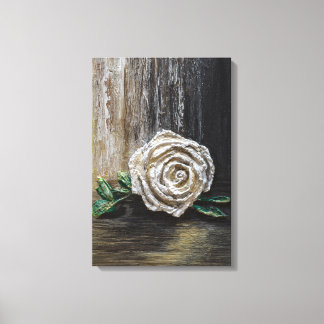 Toile Peinture acrylique Rose Blanche