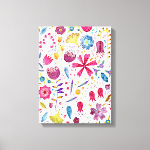 Toile Peinture aquarelle botanique de fleurs sauvages de
