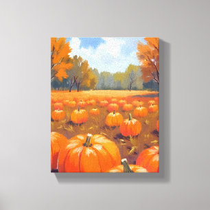 Toile Peinture aquarelle d'automne Patch de citrouille