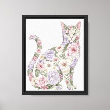 Peinture aquarelle de chat floral