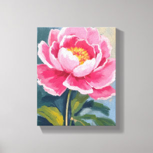 Toile Peinture aquarelle de fleurs de pivoine rose