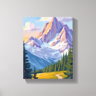 Toile Peinture aquarelle de la chaîne de montagnes dans