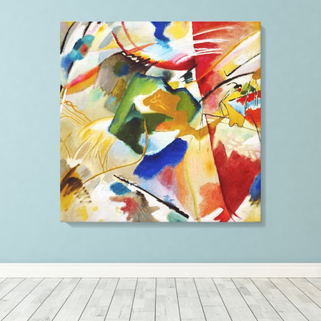 Toile Peinture avec Centre Vert par Wassily Kandinsky (Insitu (Plancher de Bois))