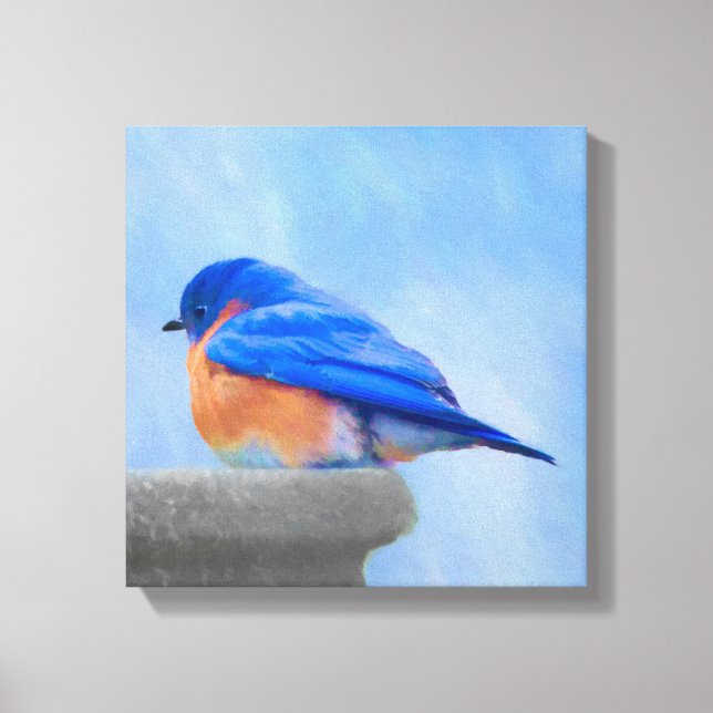 Toile Peinture Bluebird - Art original pour oiseaux (Recto)