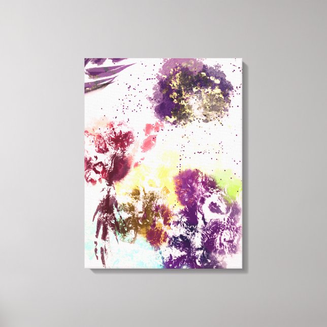 Toile Peinture botanique rose rose violet artistique (Recto)