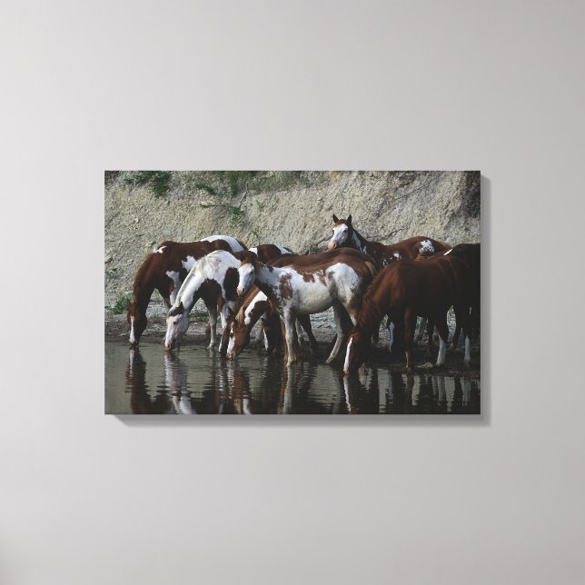 Toile Peinture Chevaux Boire (Recto)