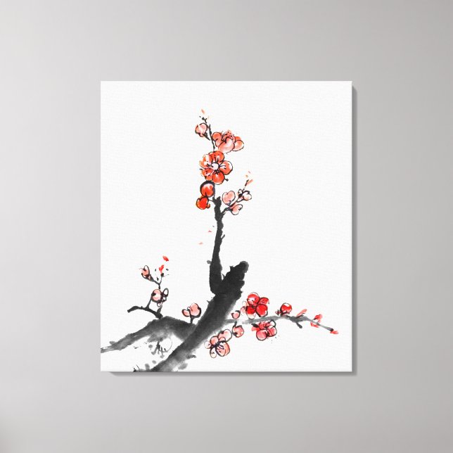 Toile Peinture chinoise de fleurs, fleurs de prune (Recto)