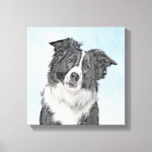 Toile Peinture Collie Bordure - Joli art original chien