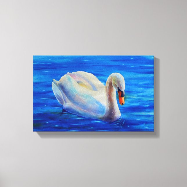 Toile Peinture d'aquarelle de cygne blanc, sauvagine, oi (Recto)