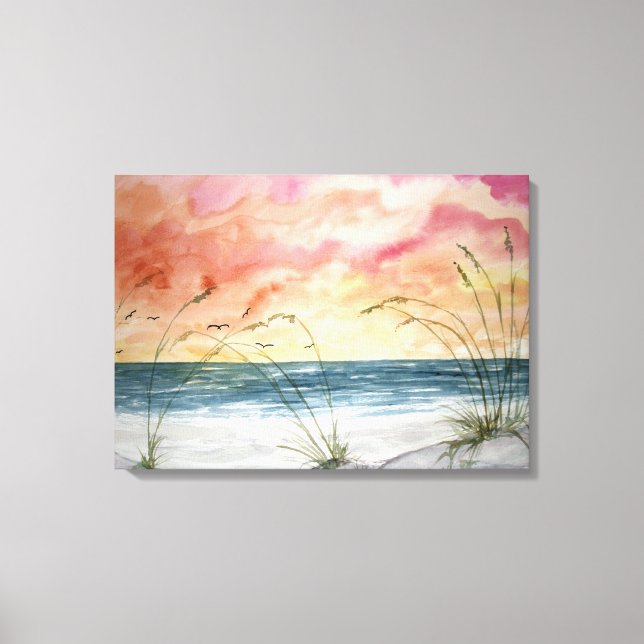 Toile peinture d'aquarelle de plage (Recto)