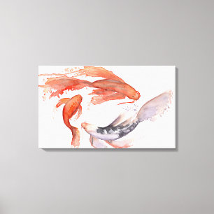Toile Peinture d'aquarelle de poissons de Koi