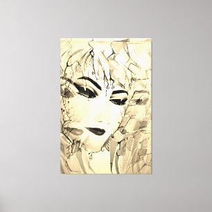 Toile Peinture d'aquarelle en silhouette féminine romant