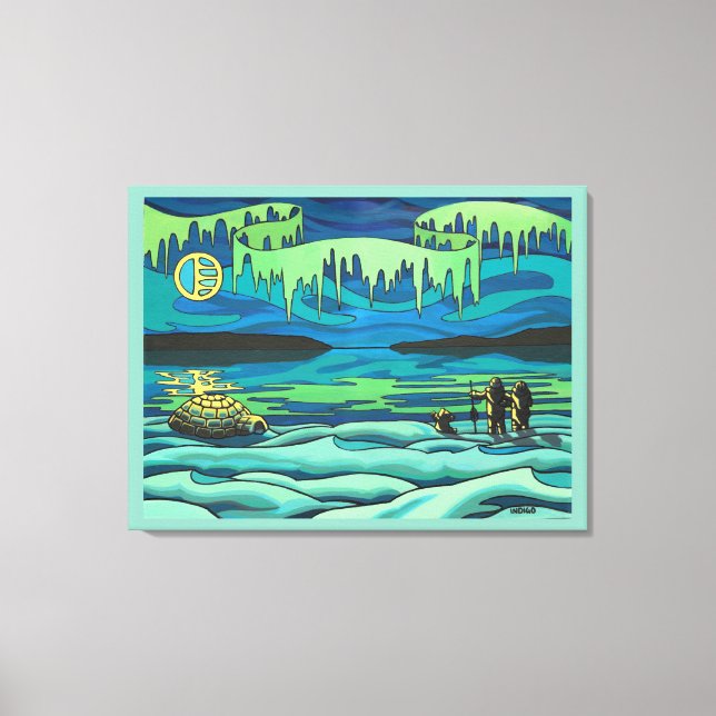 Toile Peinture d'art autochtone Imprimer Inuit Love Canv (Recto)