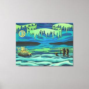 Toile Peinture d'art autochtone Imprimer Inuit Love Canv