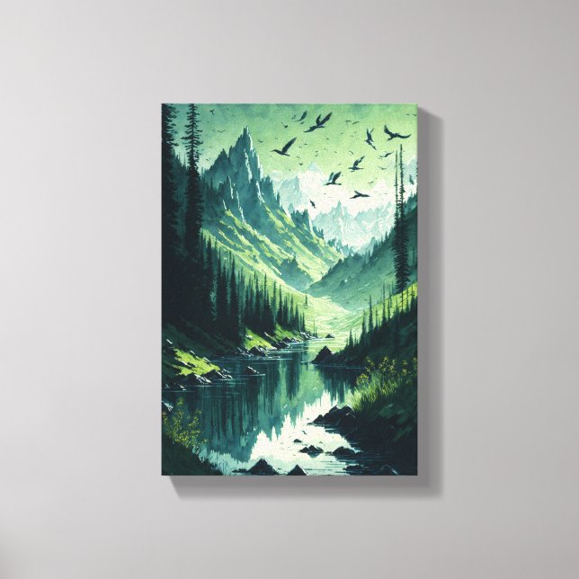 Toile Peinture d'art de l'environnement vert (Recto)