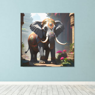 Toile Peinture d'art populaire éléphant