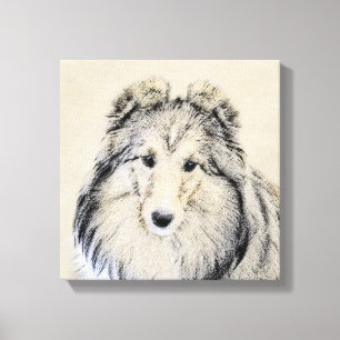 Toile Peinture de Berger des Shetland - Art Original de