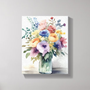 Toile Peinture de bouquet floral à l'aquarelle
