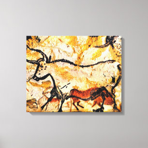 Toile Peinture de caverne de Lascaux de vache sur la