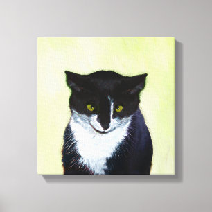 Toile Peinture de chat Tuxedo - Cute Original Cat Art