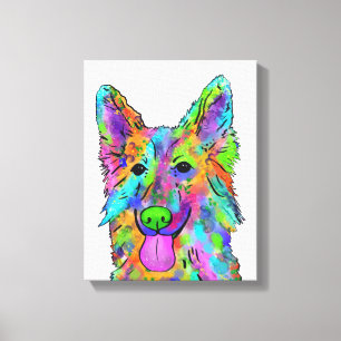 Toile Peinture de Chien arc-en-ciel allemand