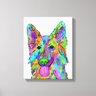 Toile Peinture de chien arc-en-ciel berger allemand