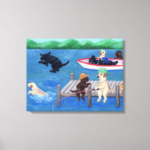 Toile Peinture de Labradors d'amusement de lac