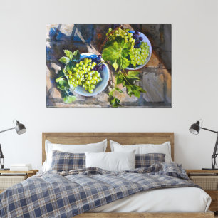 Toile Peinture de nature morte de raisin vert