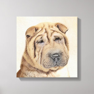 Toile Peinture de Shar Pei - art original mignon de