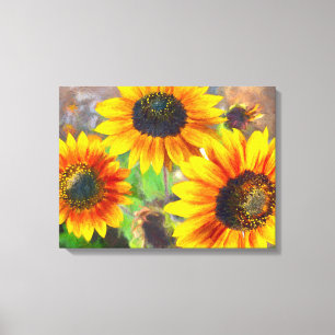 Toile Peinture de tournesol, Fleurs colorées, Gaie