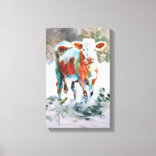 Toile Peinture de vache avec des couleurs peu communes