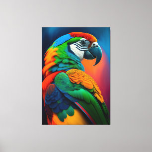 Toile Peinture d'oiseaux de perroquets Macaw coloré Impr
